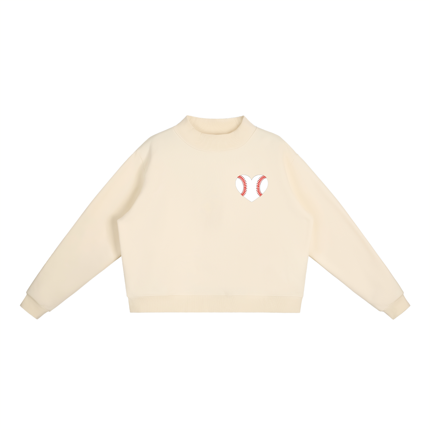 Baseball All American Essential Fleece Mock-Neck Crew Sweatshirt