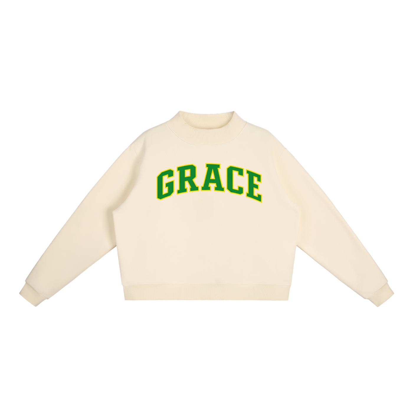 Green Line Fleece Mock-Neck Crew Sweatshirt