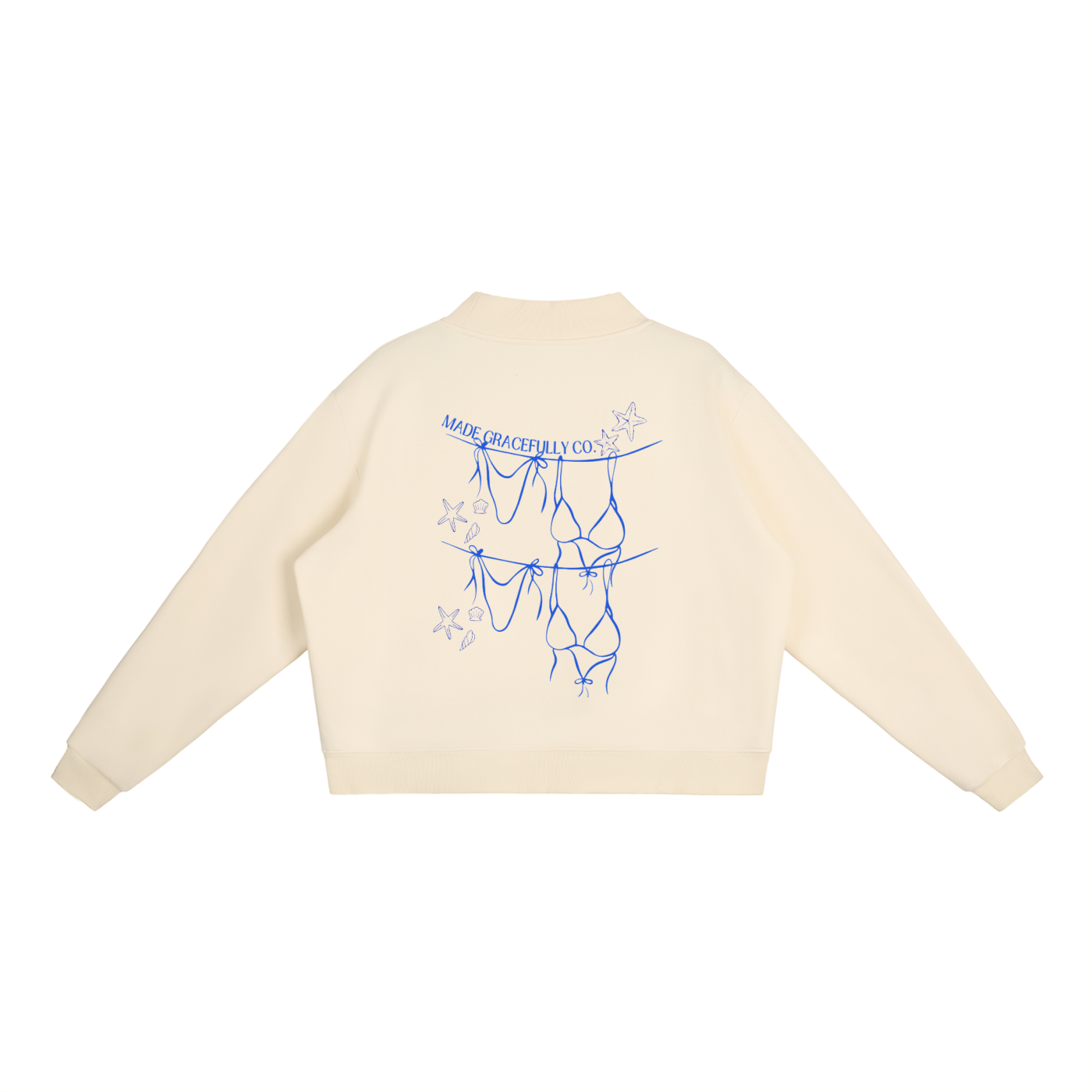 Logo Bikini Fleece Mock-Neck Crew Sweatshirt
