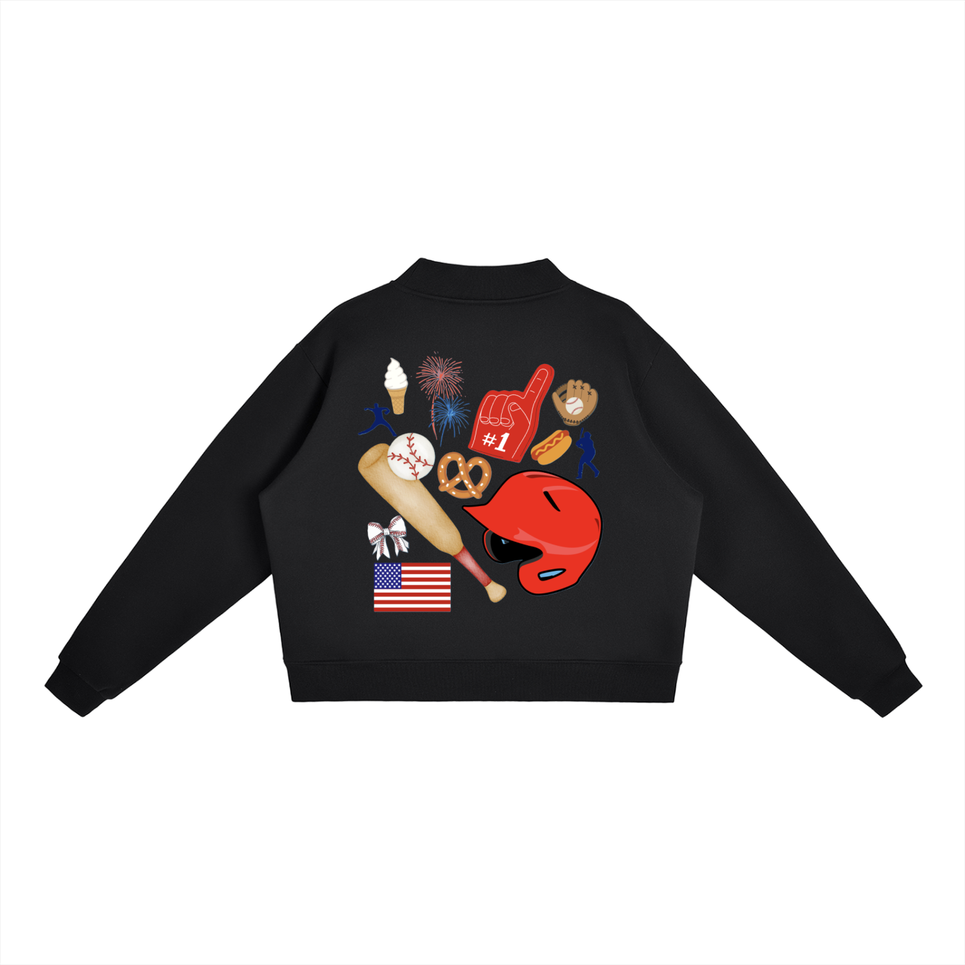 Baseball All American Essential Fleece Mock-Neck Crew Sweatshirt