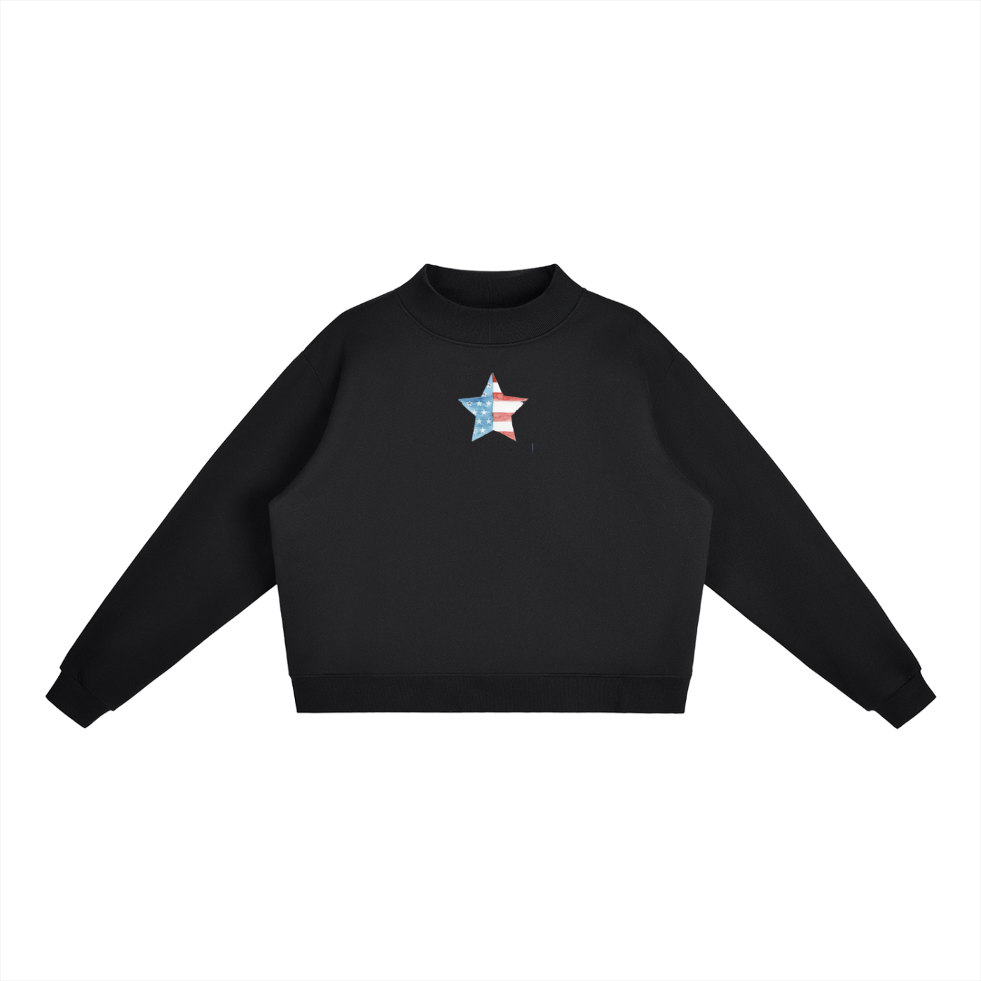 Watercolor Star Fleece Mock-Neck Crew Sweatshirt