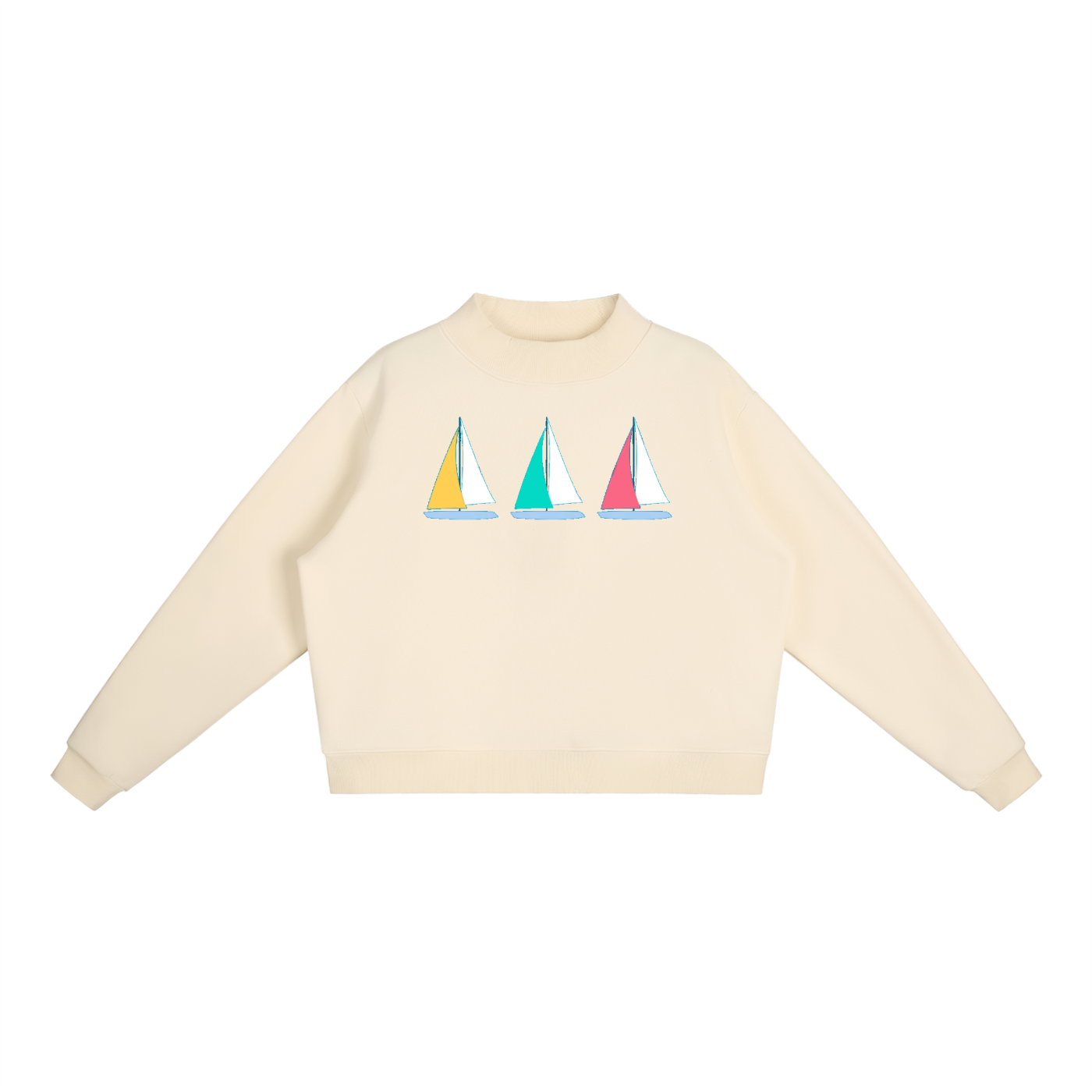 Sail Boat Essential Fleece Mock-Neck Crew Sweatshirt