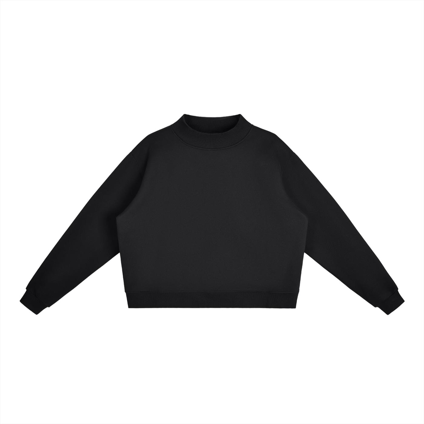 Solid Color Essential Fleece Mock-Neck Crew Sweatshirt