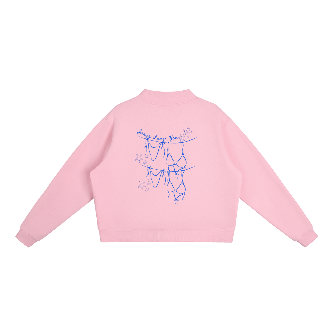 Jesus Loves You Bikini Essential Fleece Mock-Neck Crew Sweatshirt