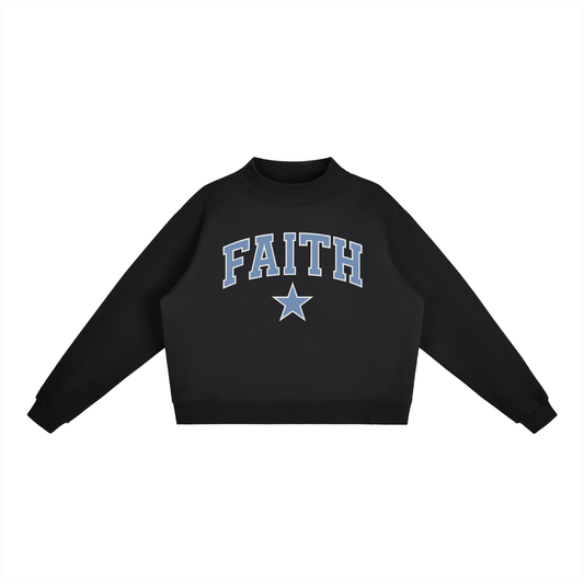 Faith Fleece Mock-Neck Crew Sweatshirt