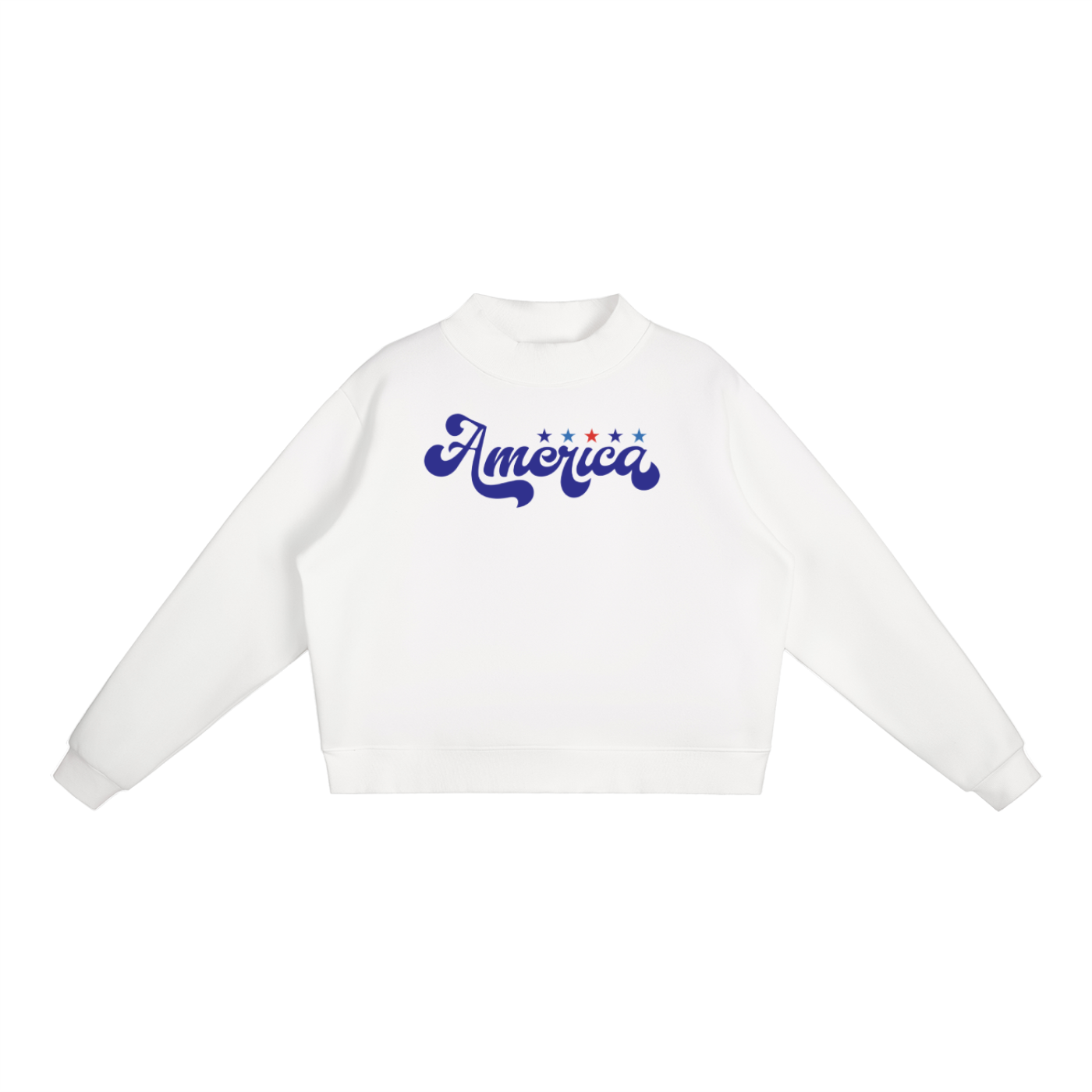 America Star Fleece Mock-Neck Crew Sweatshirt