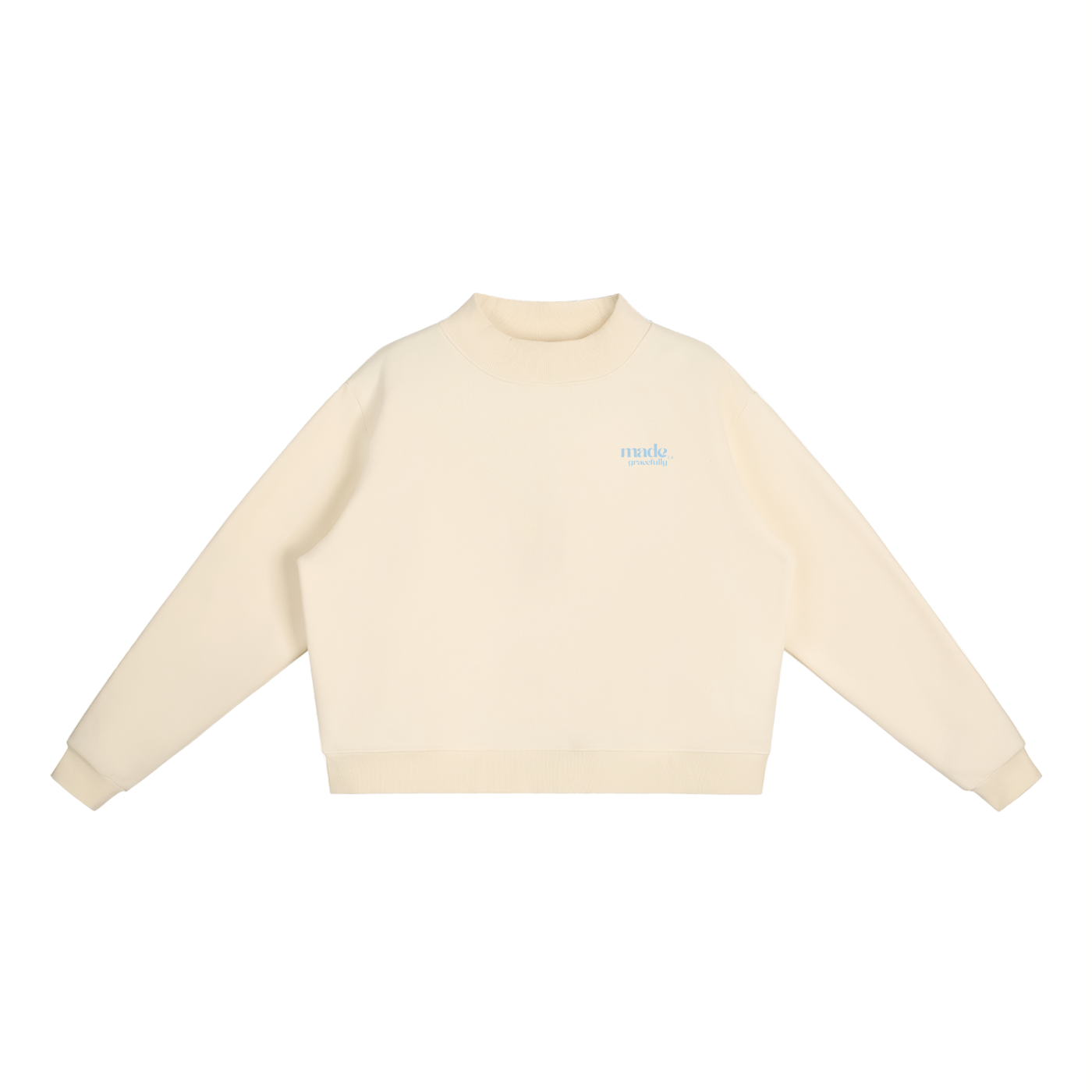 Blue Bikini Logo Essential Fleece Mock-Neck Crew Sweatshirt