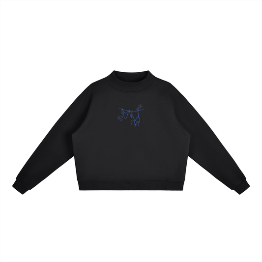 Logo Bikini Fleece Mock-Neck Crew Sweatshirt