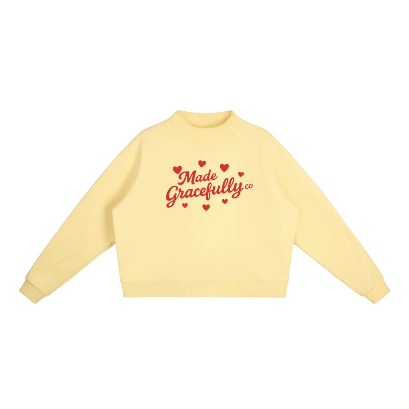 Hearts Logo Front Essential Fleece Mock-Neck Crew Sweatshirt