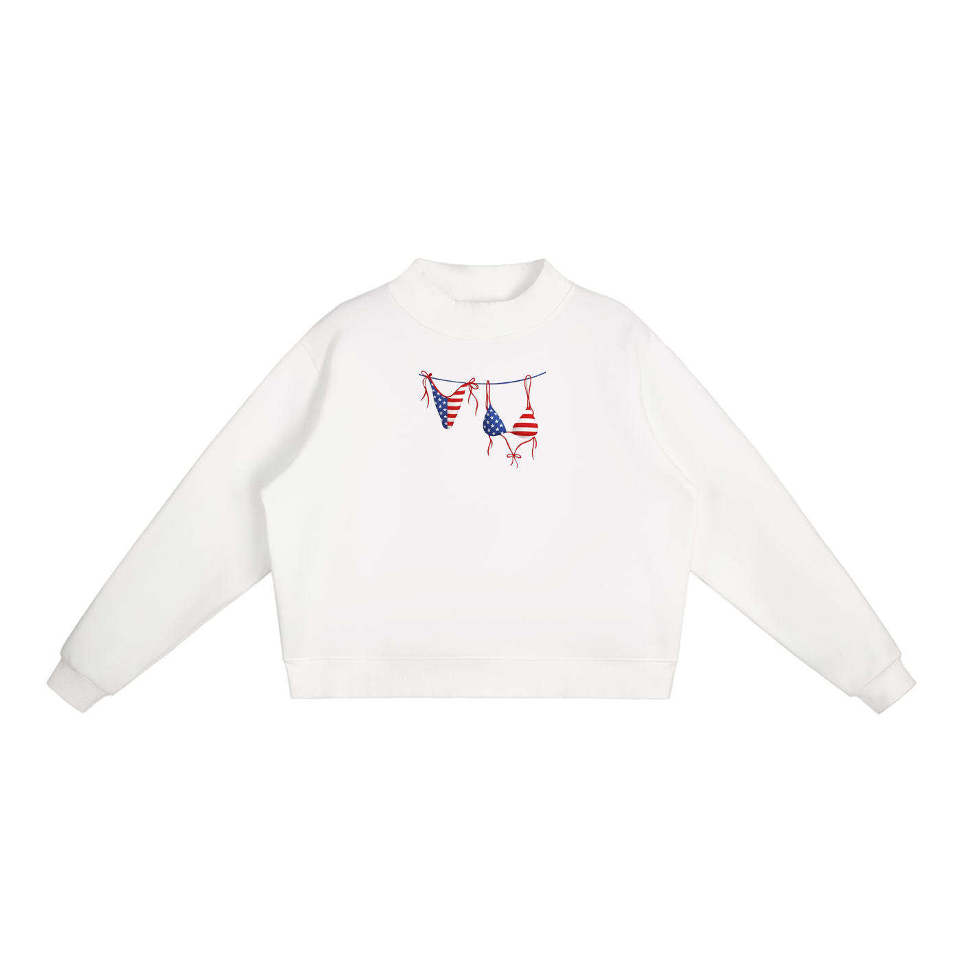 USA Front Bikini Essential Fleece Mock-Neck Crew Sweatshirt