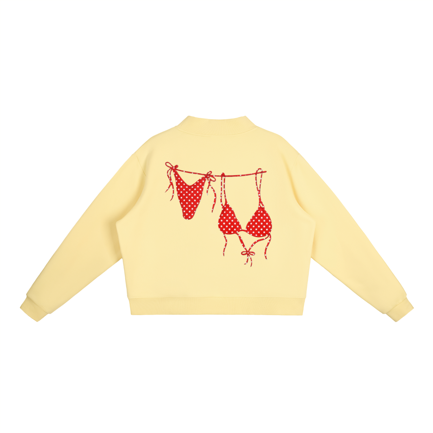 Red Bikini Logo Essential Fleece Mock-Neck Crew Sweatshirt