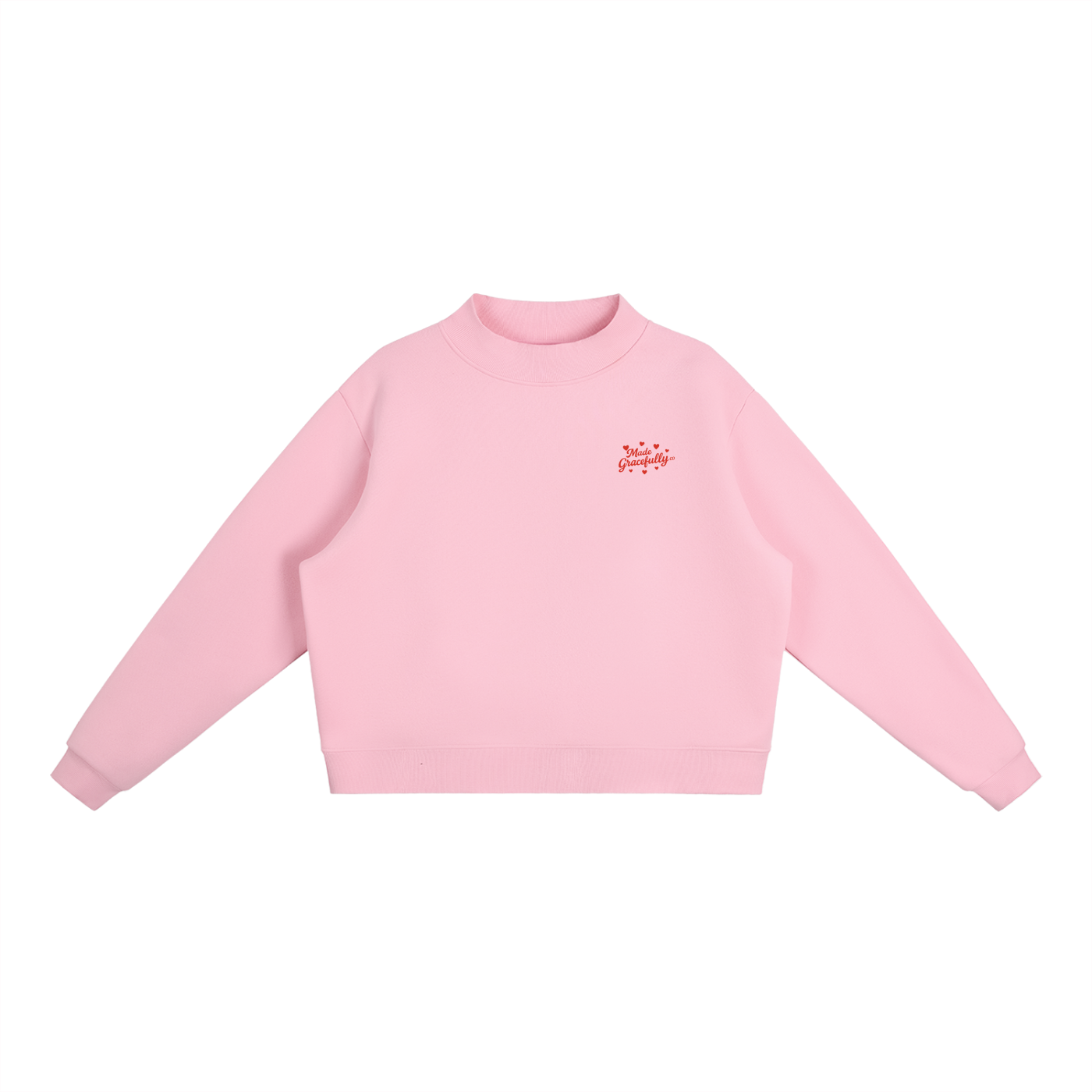 Heart Logo Fleece Mock-Neck Crew Sweatshirt