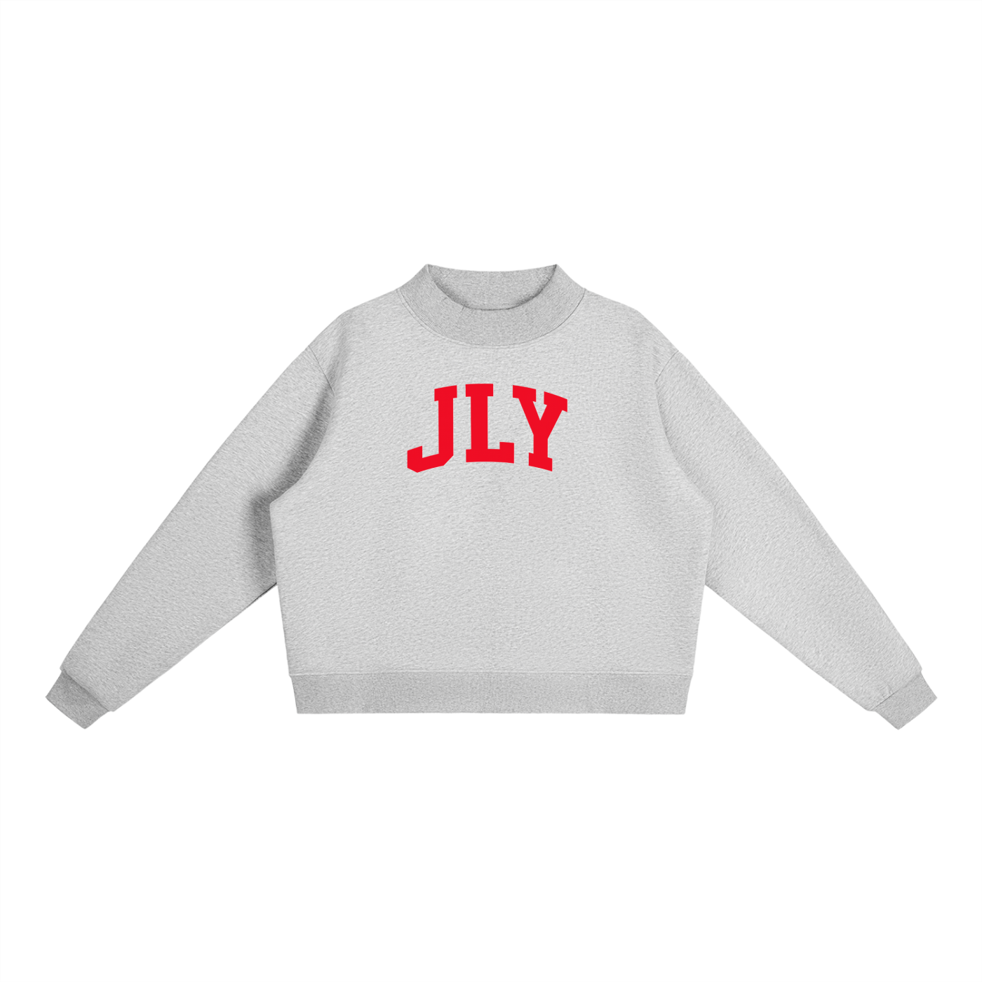 JLY Red Essential Fleece Mock-Neck Crew Sweatshirt