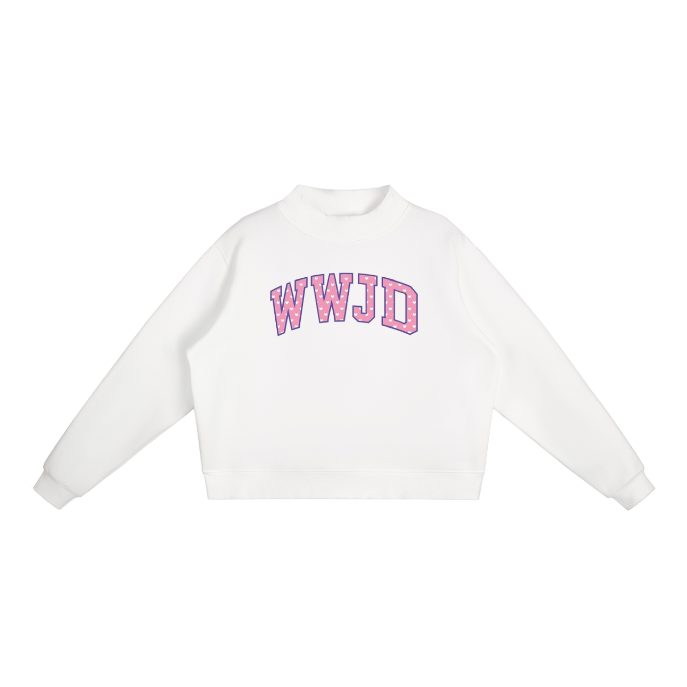 WWJD Print Essential Fleece Mock-Neck Crew Sweatshirt