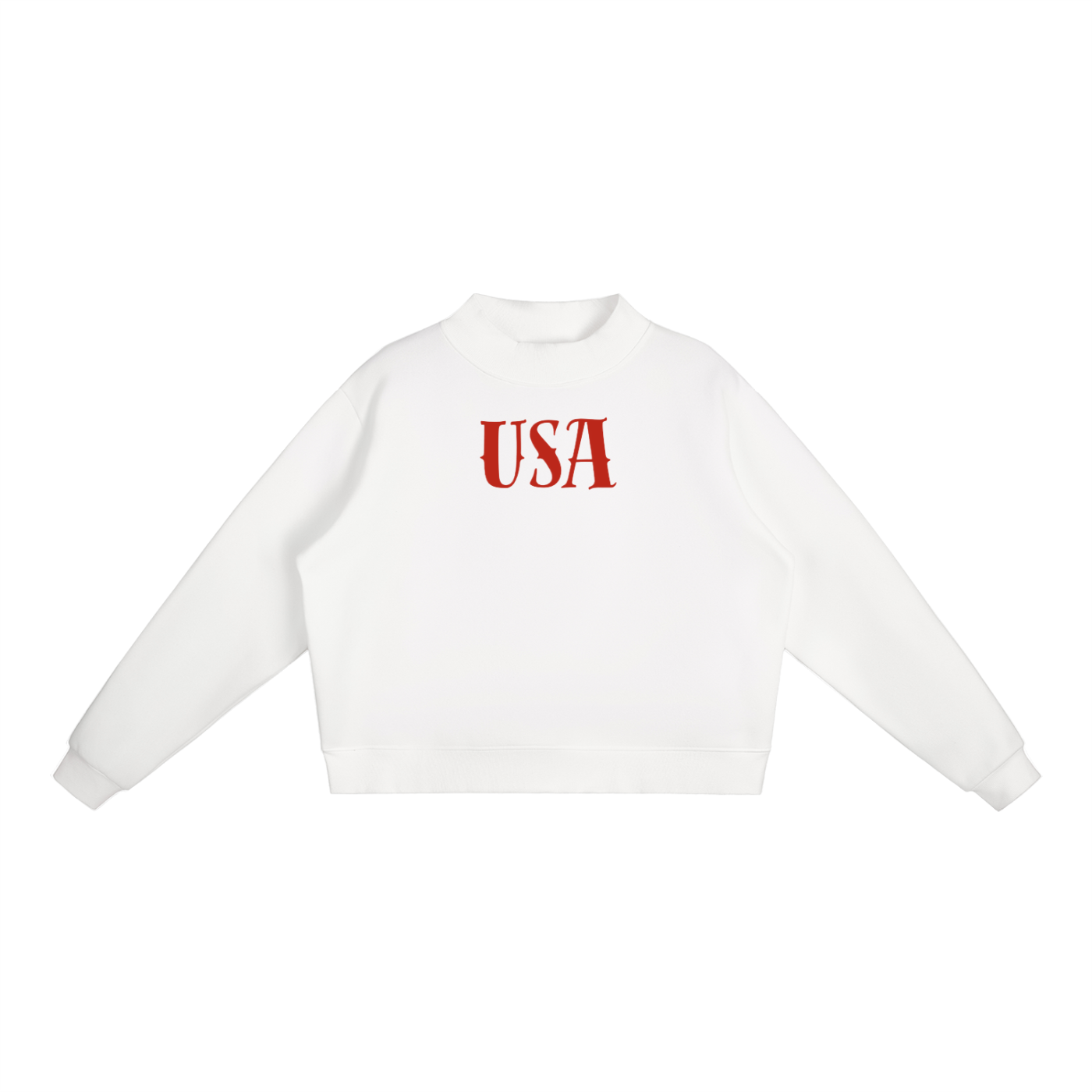 USA Essential Fleece Mock-Neck Crew Sweatshirt