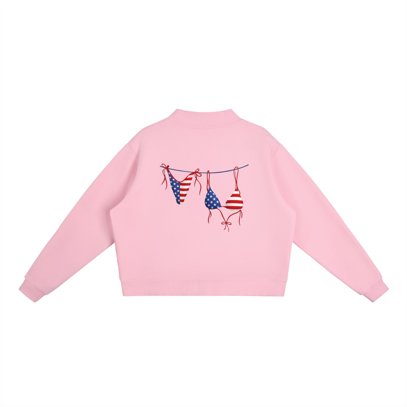 USA Bikini Logo Essential Fleece Mock-Neck Crew Sweatshirt